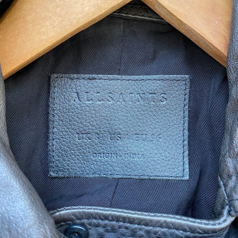 NWOT AllSaints biker leather jacket in Anthracite - Picture 5 of 6